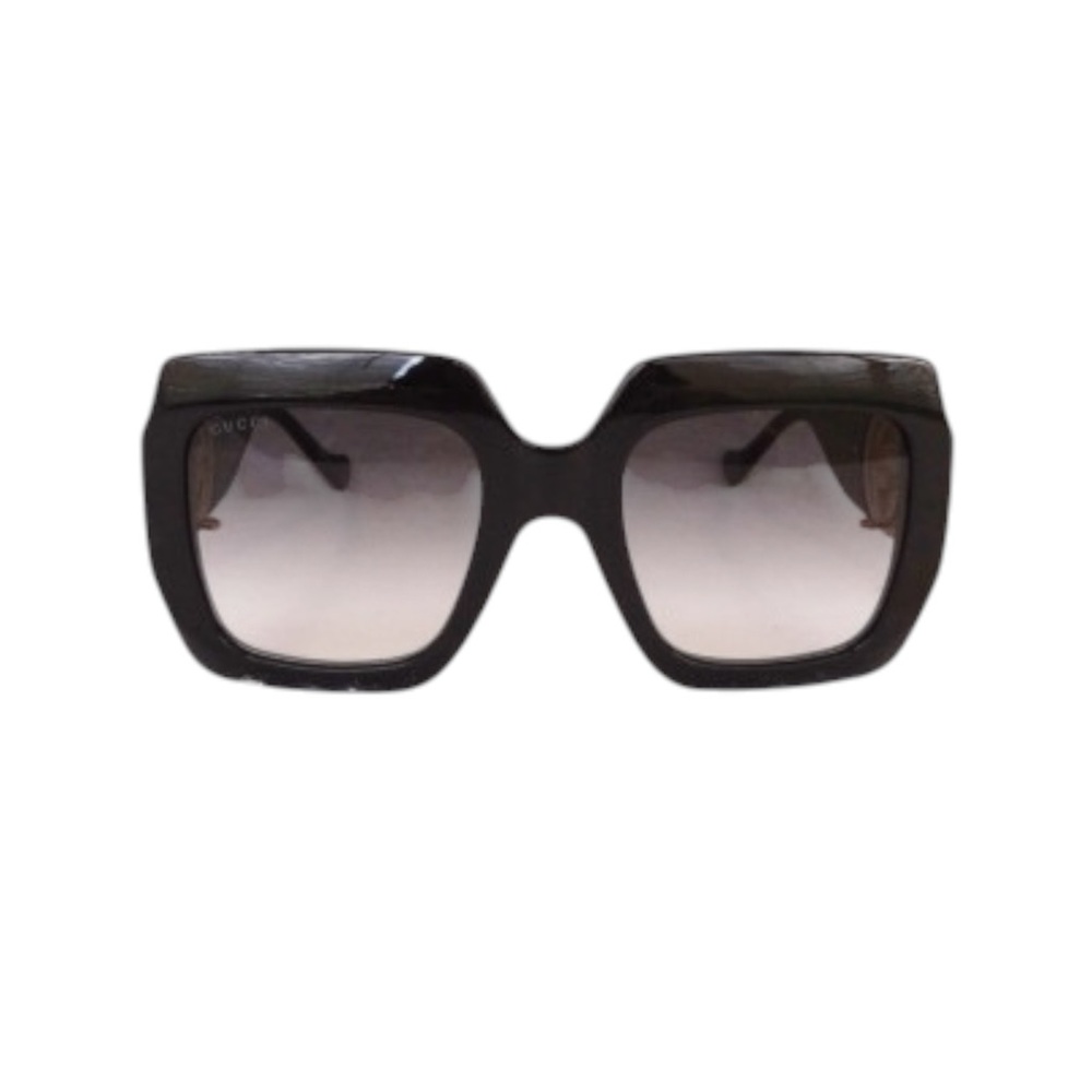 GUCCI Woman's Sunglasses Black Square Acetate Oversized ITALY - Picture 6 of 15